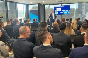 Harcourts Victoria auction simulation training. Photo: Supplied