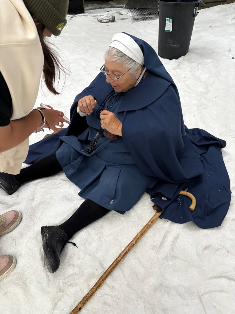On the set on Holy Days with Eneka Burroughs. Image: Supplied