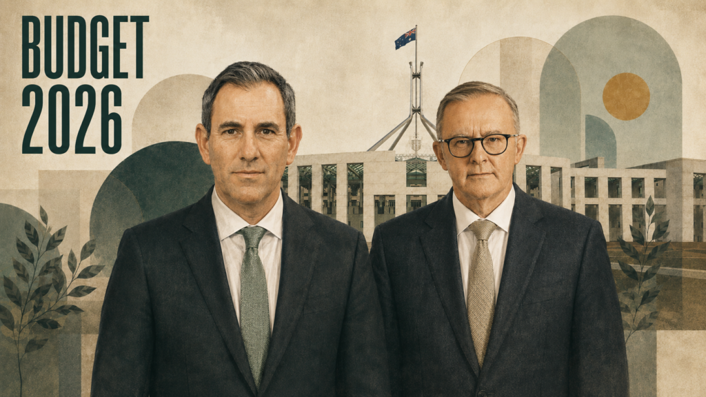 Budget 2026 – Treasurer Jim Chalmers and Prime Minister Anthony Albanese in front of Parliament House