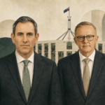 Budget 2026 – Treasurer Jim Chalmers and Prime Minister Anthony Albanese in front of Parliament House