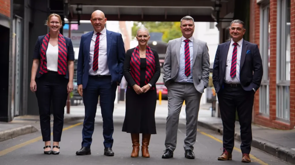 Heather Edwards, Mark and Sarah Sheppard, Tom Donnelly, Con Kavooris. Photo: Supplied