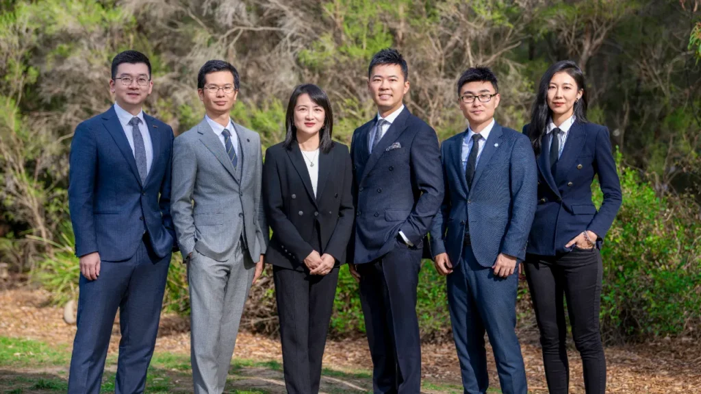 Neil Zheng, Hans Liu, Mingfeng Tang, Henry Lin, Jichen Quan and Emma Yu). Photo: Supplied