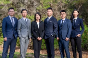 Neil Zheng, Hans Liu, Mingfeng Tang, Henry Lin, Jichen Quan and Emma Yu). Photo: Supplied