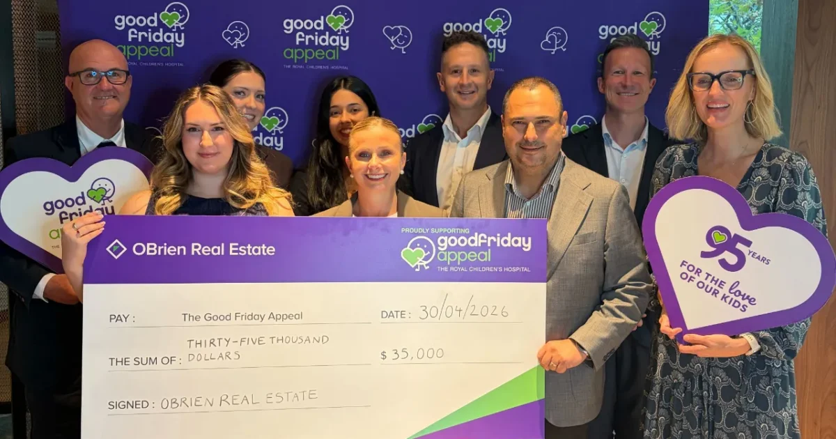 OBrien Real Estate have pledged $35,000 to Good Friday Appeal. Photo: Supplied