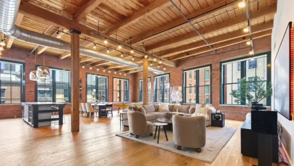 NBA star Jaylen Brown re-lists his Fort Point penthouse and adjacent studio for A$7 million. Photo: sarkisboston.com