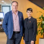 REA Group CEO Cameron McIntyre and Foundation Chair Christine Mikhael. Image supplied