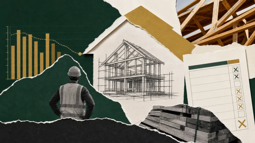 Cracks in the foundation: Labor shortages, material bottlenecks, and missed government targets squeeze Australia's residential construction sector. Image: Lois