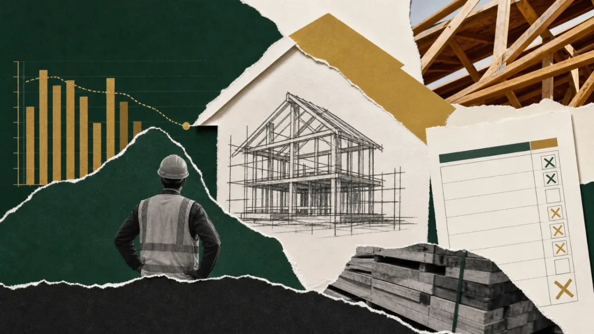 Cracks in the foundation: Labor shortages, material bottlenecks, and missed government targets squeeze Australia's residential construction sector. Image: Lois