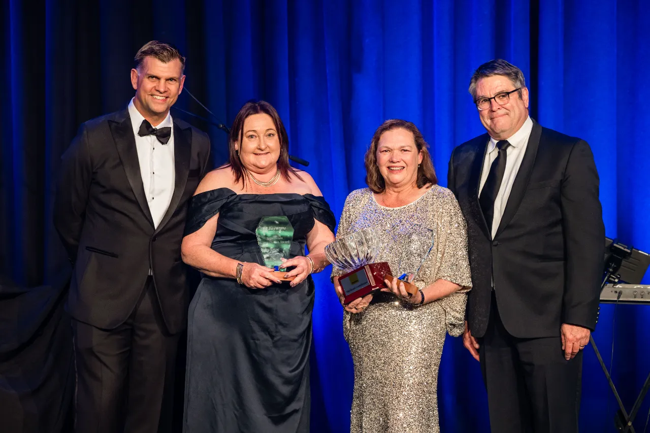 Joint winners of The Outstanding Contribution Award went to Sally Croft, general manager of Rural Pittsworth _ Warwick _ Dalby _ Chinchilla _ Stanthorpe, and Ray White Rural Dayboro principal Vicki Pain.jpg