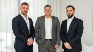 Ferenc Goemoeri, Konstantin Melnikov and Aurora Property General Manager Antonio Licata. Photo: Supplied